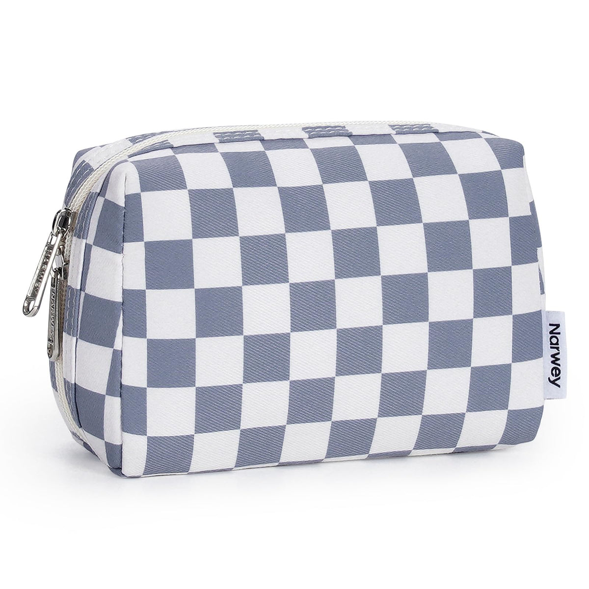 Narwey Checkered Makeup Bag Travel Cosmetic Bag Organizer Toiletry Bag Make Up Bags with Compartments for Women Girls (Large, Light Checkerboard)