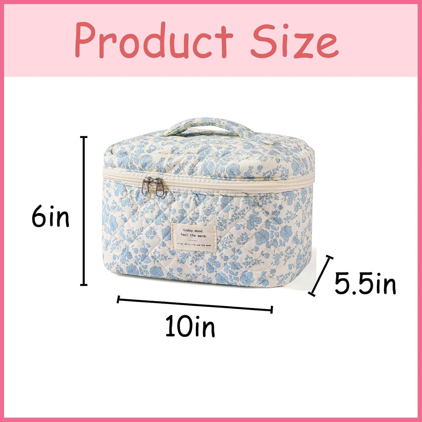 uekeboag Large Travel Quilted Makeup Bag for Women