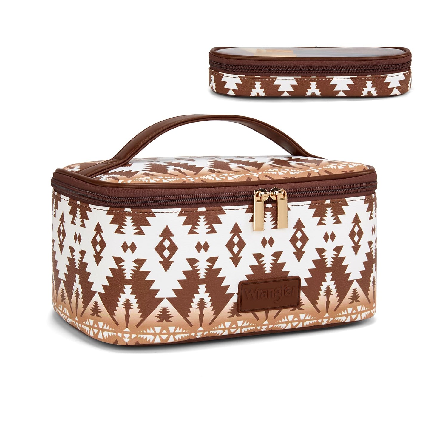 Wrangler Travel Makeup Bag 2pcs Set Cosmetic Bag with Makeup Brush Holder