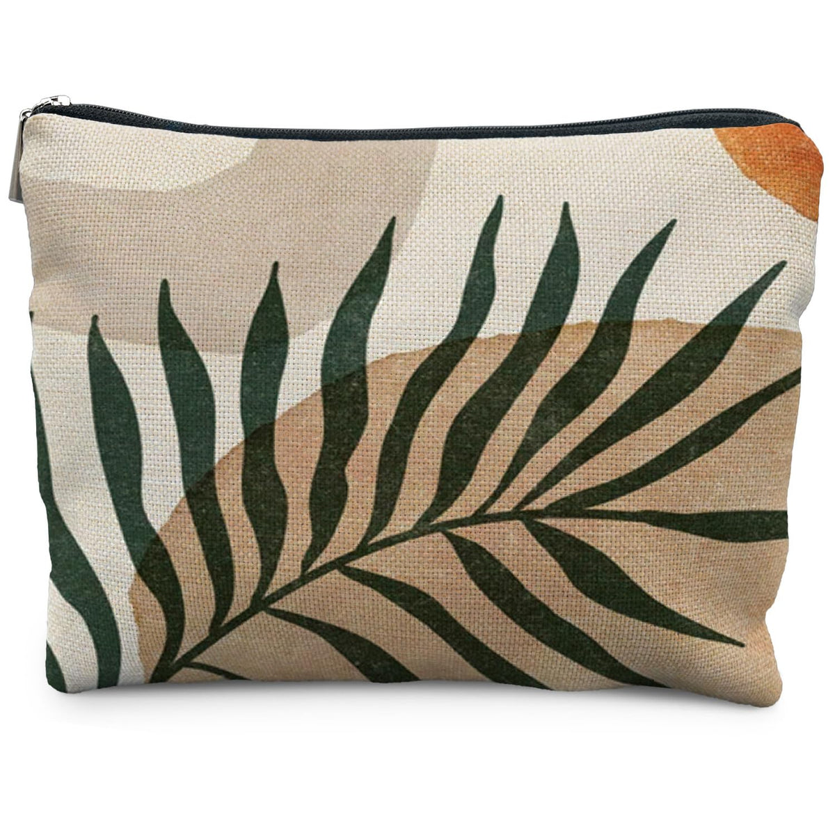 Boho Makeup Bag Gifts for Women, Sunset Leaf Aesthetic Makeup Pouch