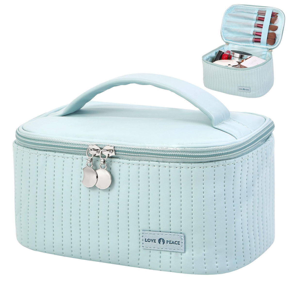 Makeup Bag Travel Cosmetic Bag, Large Capacity Makeup Organizer Bag and Storage, Portable PU Leather Pouch Toiletry Bag Make up Organizer, Cosmetic Bags for Women