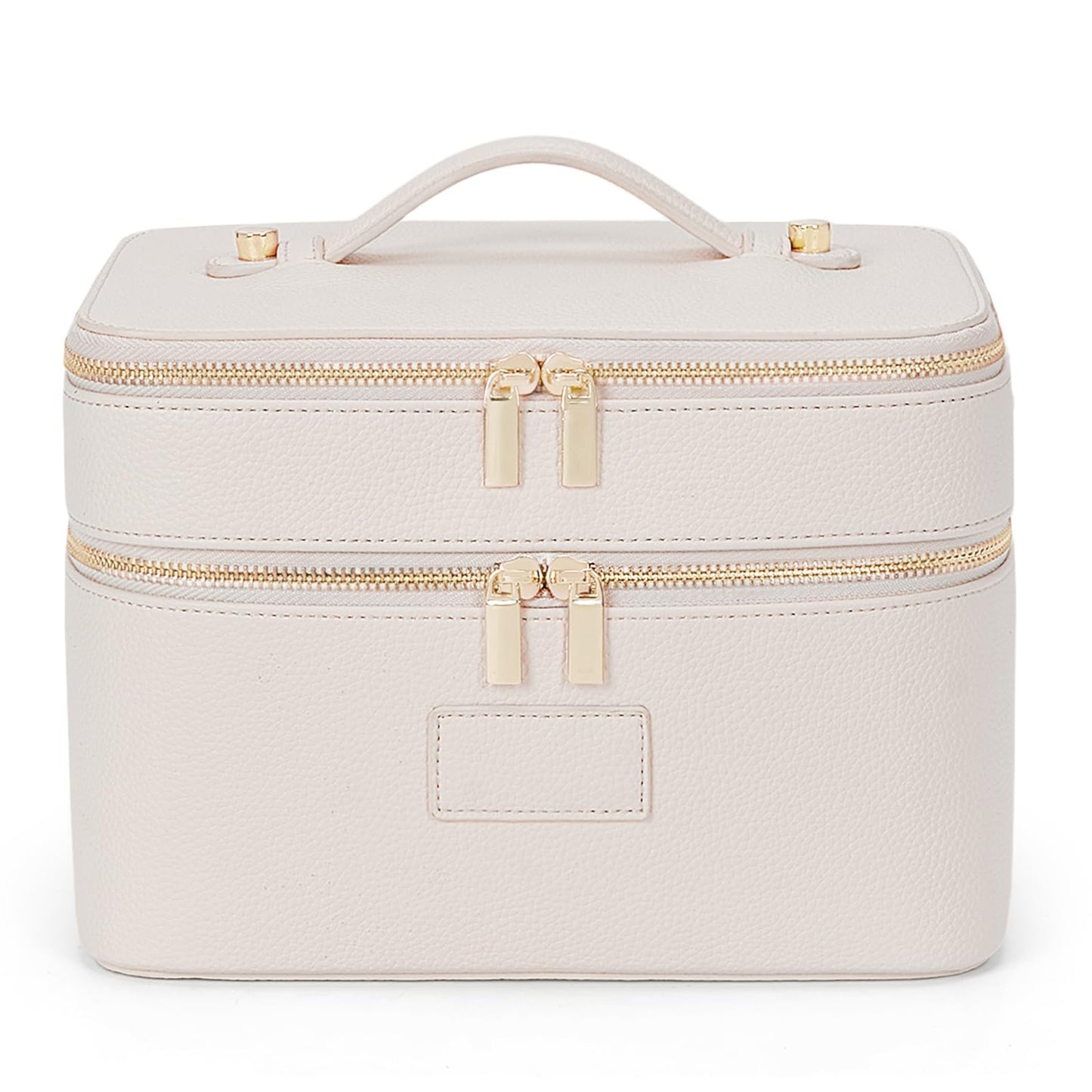 HiTotes Large Makeup Bag Duo Vanity Case for Women Leather Makeup Case Travel Toiletry Bag Portable Double Layer Cosmetic Bag