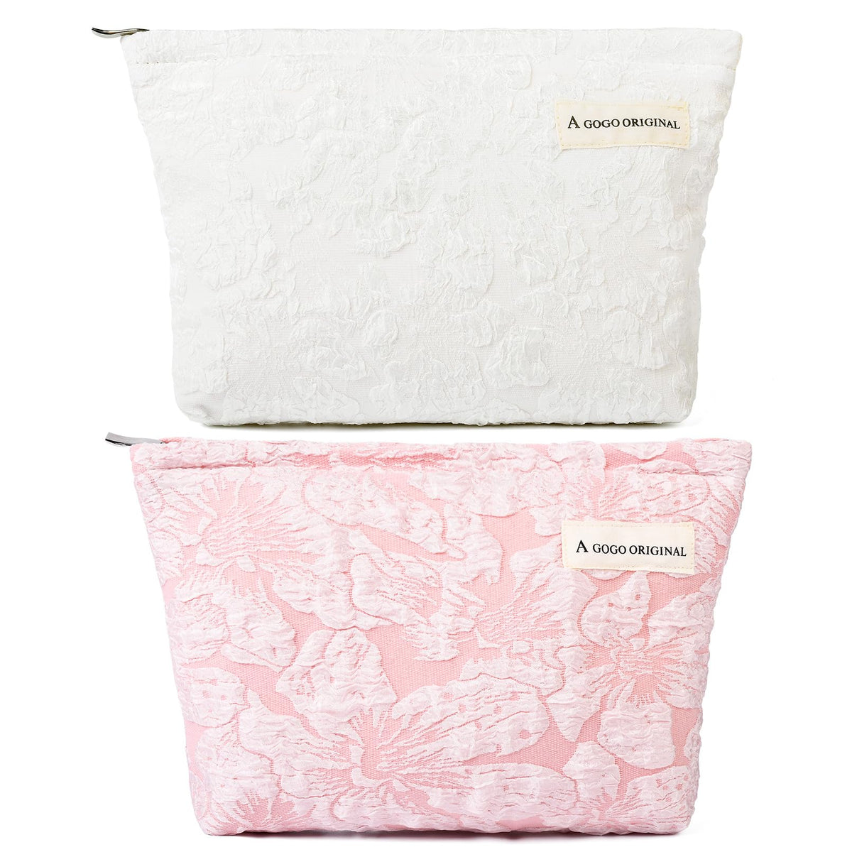 SOIDRAM 2 Pieces Makeup Bag Large Checkered Cosmetic Bag Capacity Canvas Mix Travel Toiletry Bag Organizer Cute Makeup Brushes Aesthetic Accessories Storage Bag for Women, Checkered Mix Rose Red