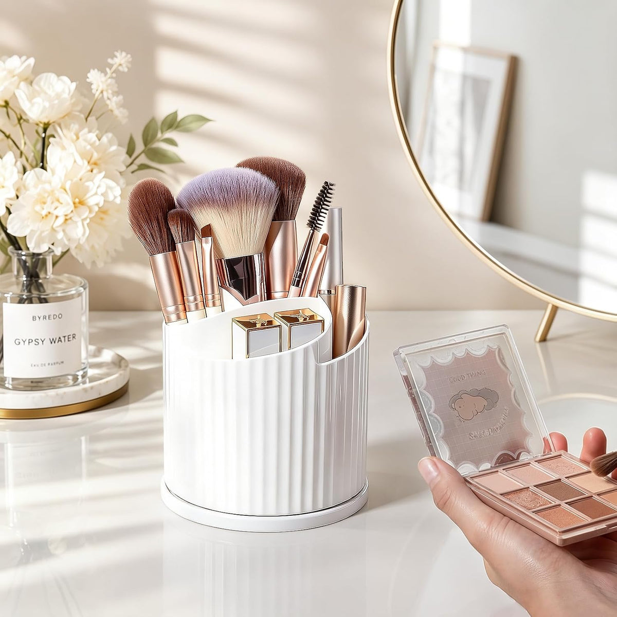 Anyoifax 360 Rotating Makeup Brush Holder Make Up Brushes Organizer, White