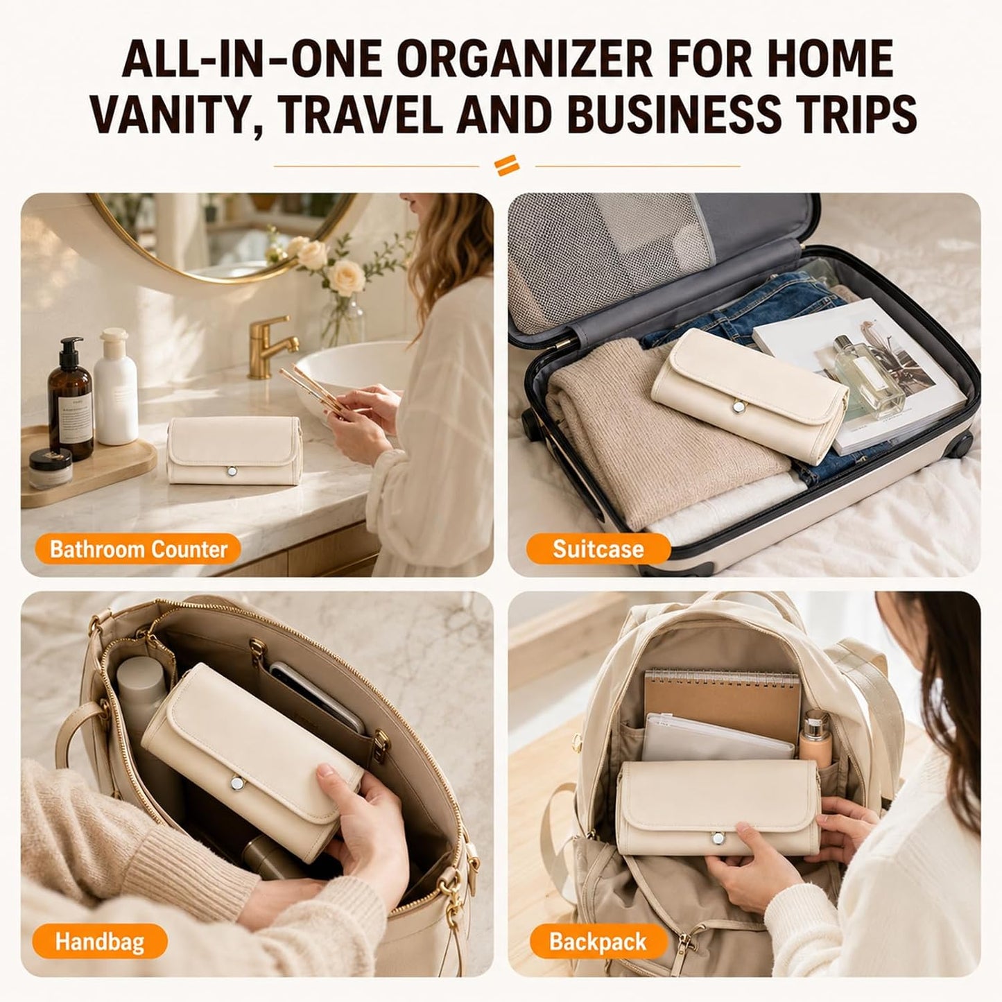 Make Up Brush Bag Travel Brush Holder with Separate Compartment