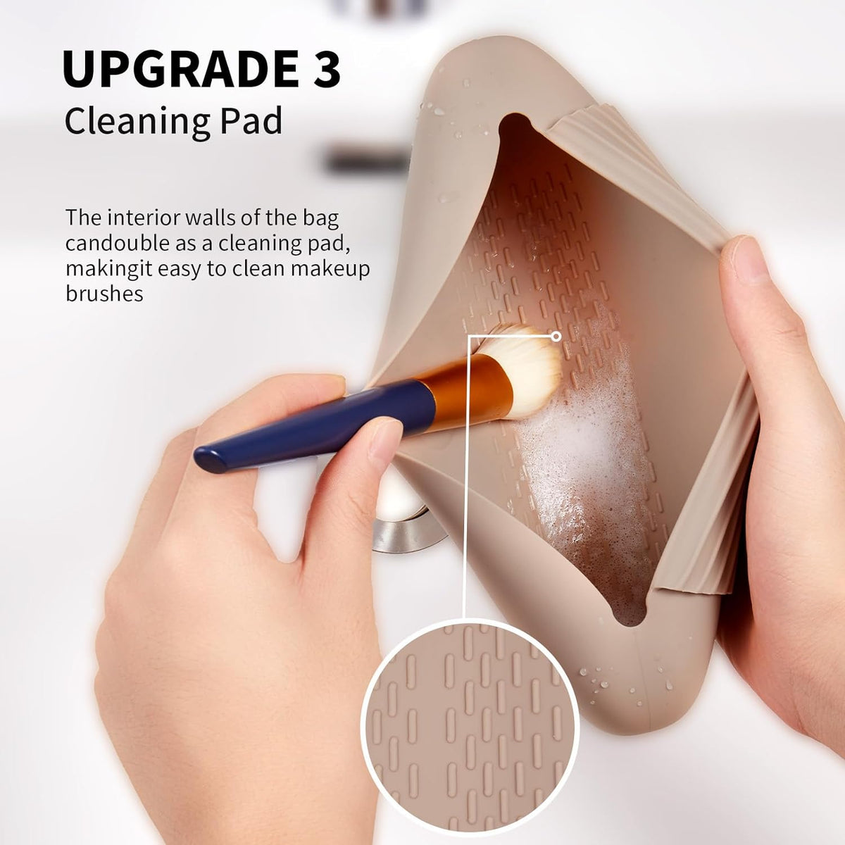 AGIKET Soft Silicone Makeup Brush Holder Large Travel Portable Cosmetic Bag