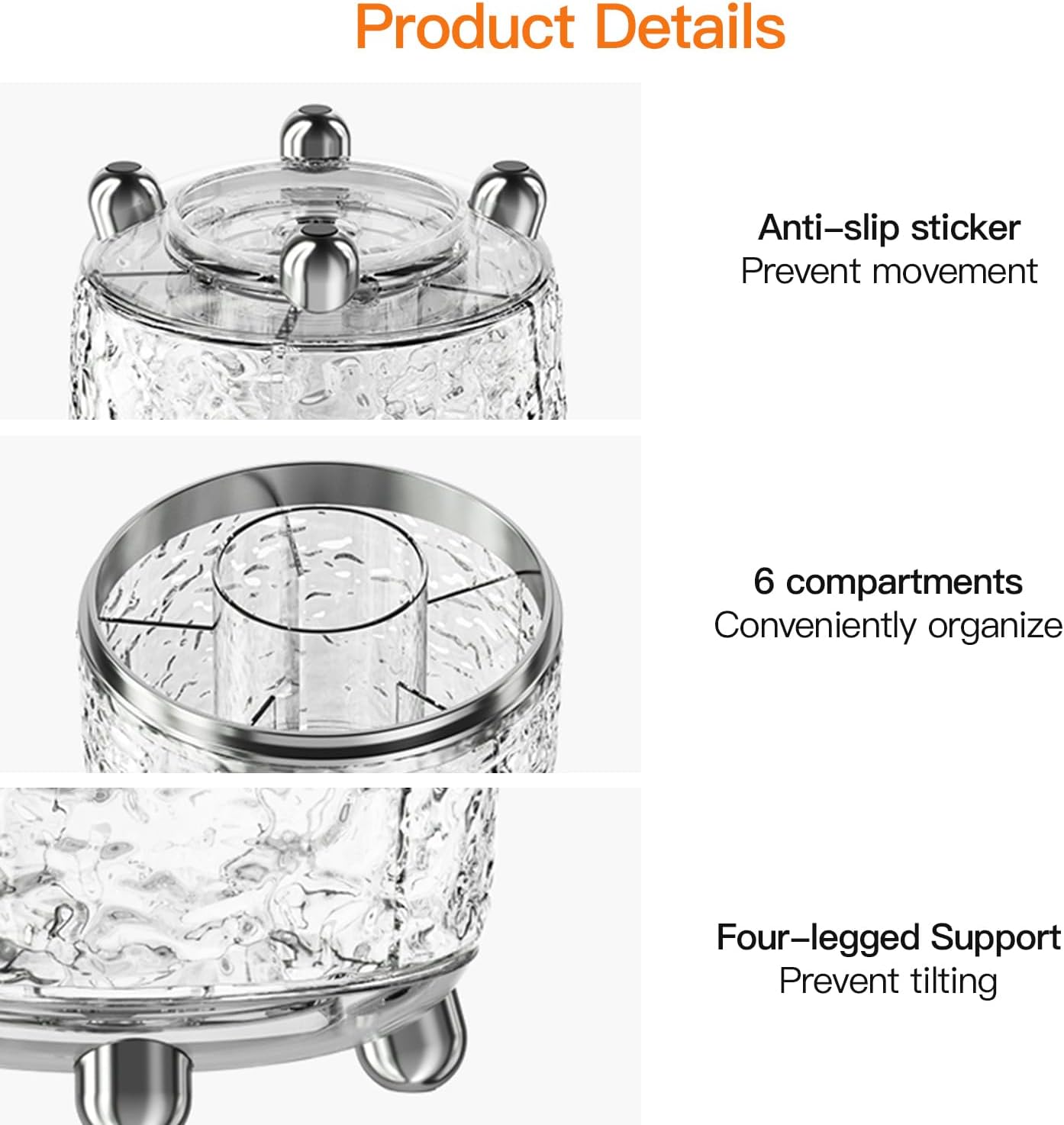 Makeup Brush Holder with Lid, 360° Rotating Makeup Brush Holder for Vanity, Dustproof Spinning Makeup Brush Organizer with Lid for Bathroom Countertop, Cosmetic Tools Organizer with Cover (Clear)