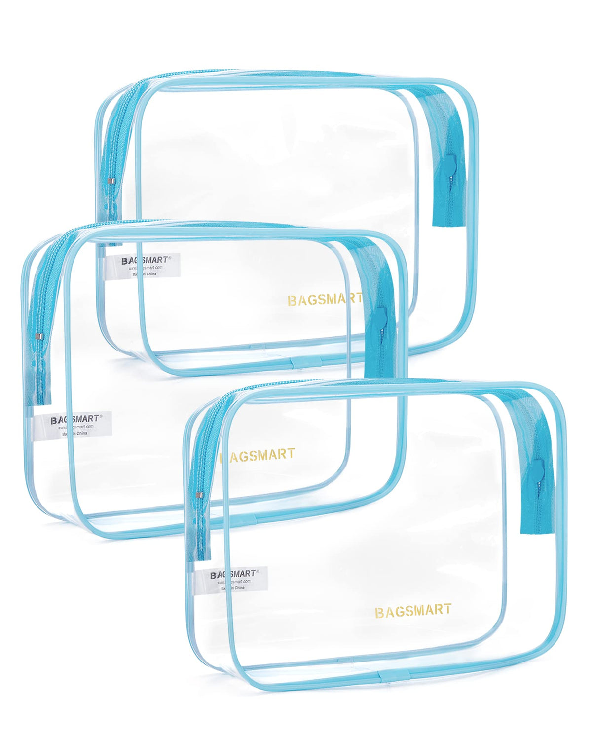 BAGSMART Clear Toiletry Bag 2-Pack TSA Approved Water-Repellent, Black