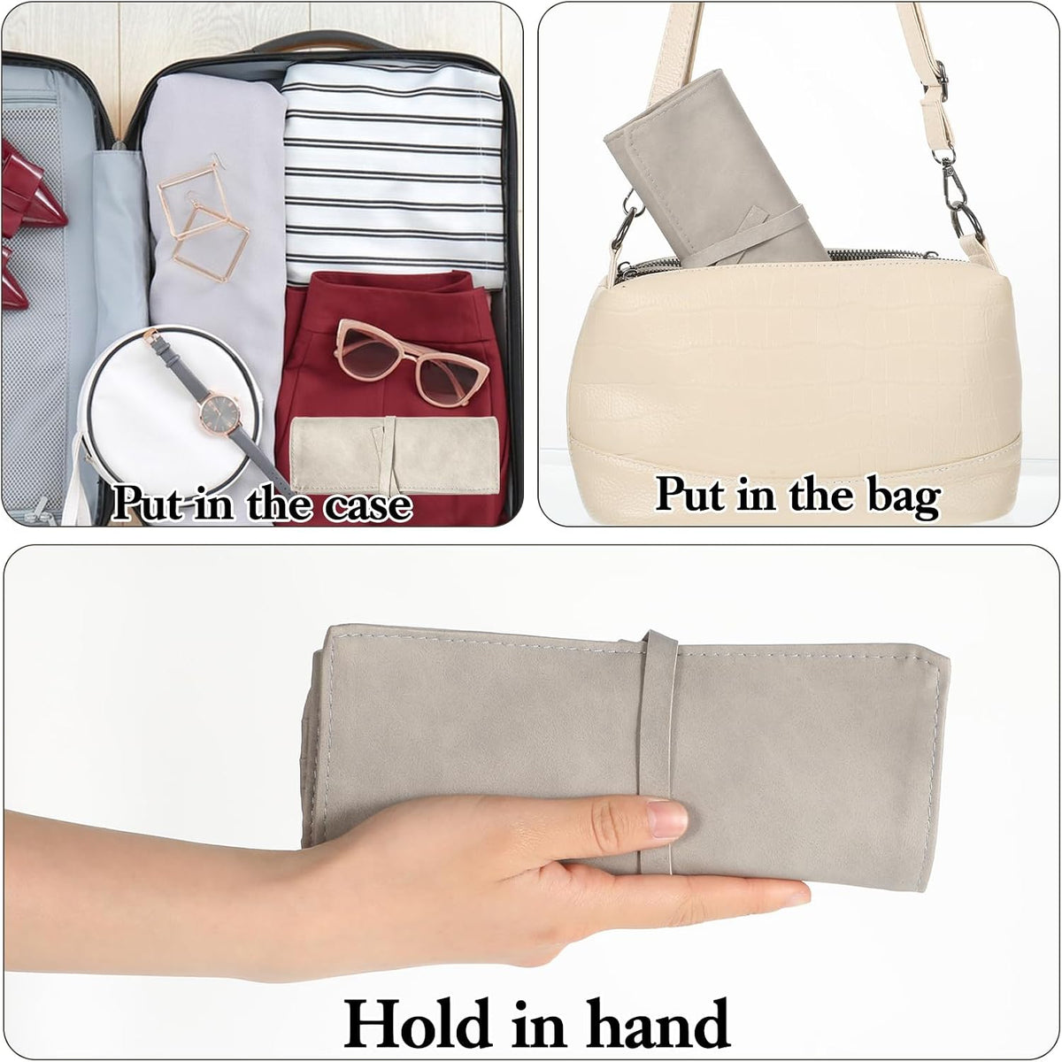 Makeup Brush Organizer Roll-Up PU Leather 14 Slot Travel Makeup Brush Case for Women
