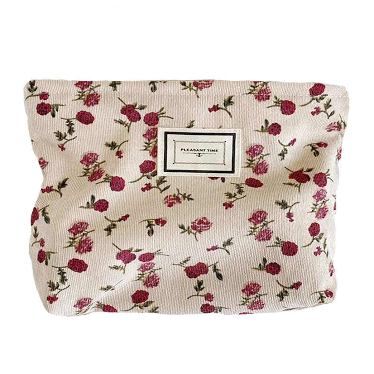 Cosmetic Bags for Women, Large Floral Makeup Bag for Purse, Dark Red Rose