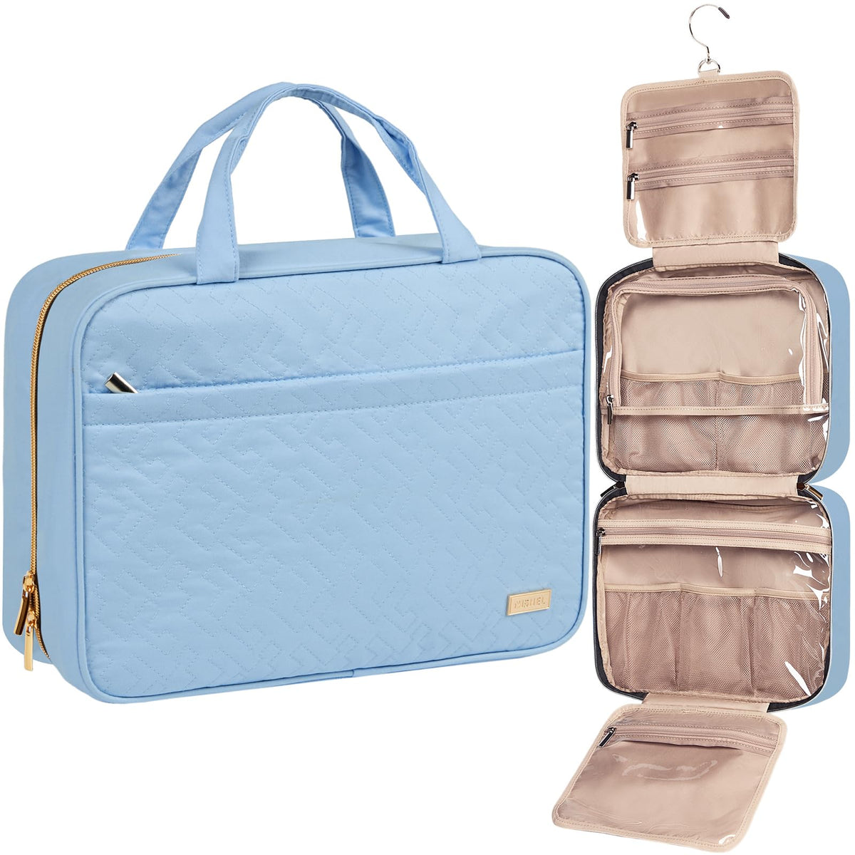 NISHEL Travel Toiletry Bag for women, Portable Hanging makeup Organizer