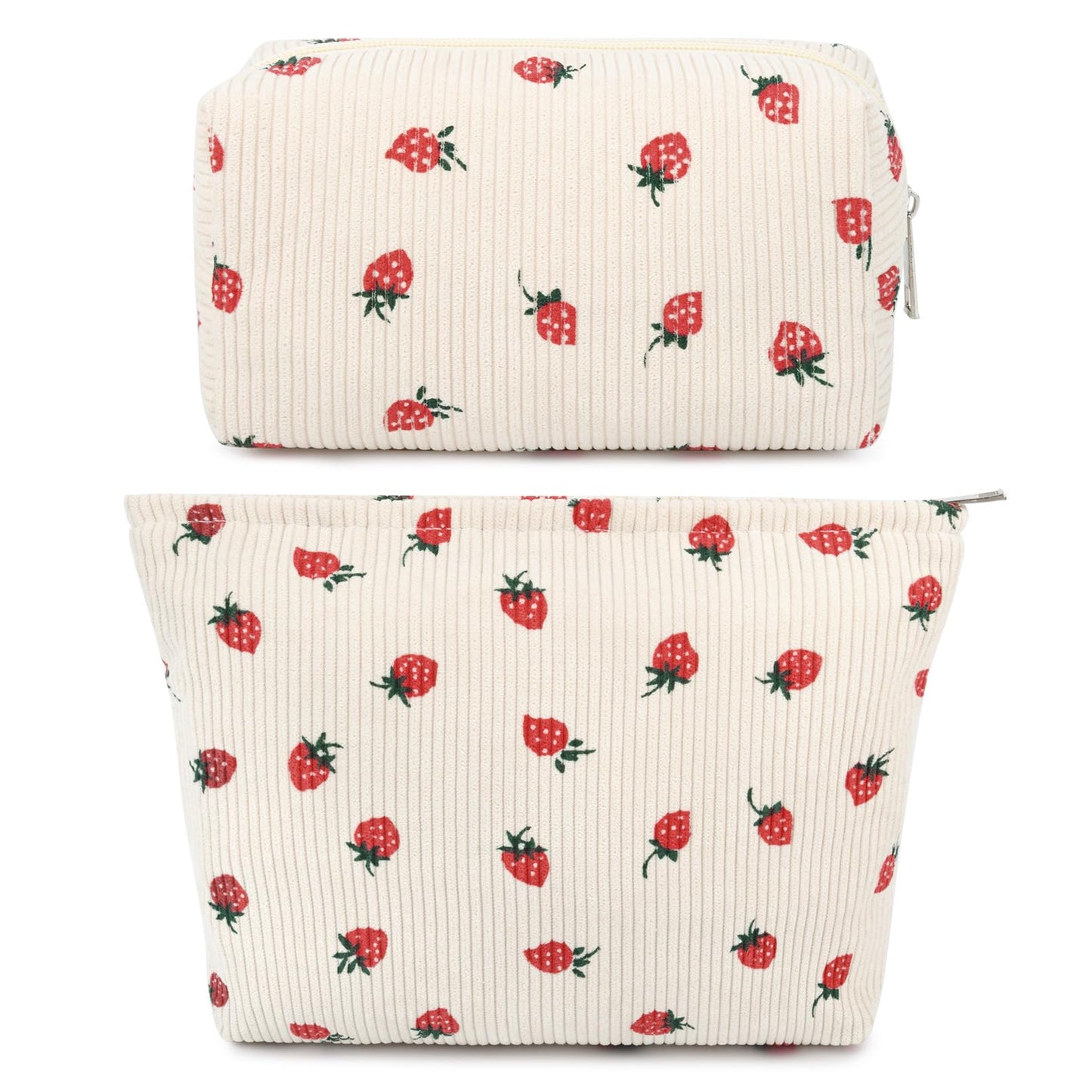 SOIDRAM 2 Pieces Makeup Bag Large Checkered Cosmetic Bag Capacity Canvas Mix Travel Toiletry Bag Organizer Cute Makeup Brushes Aesthetic Accessories Storage Bag for Women, Checkered Mix Rose Red