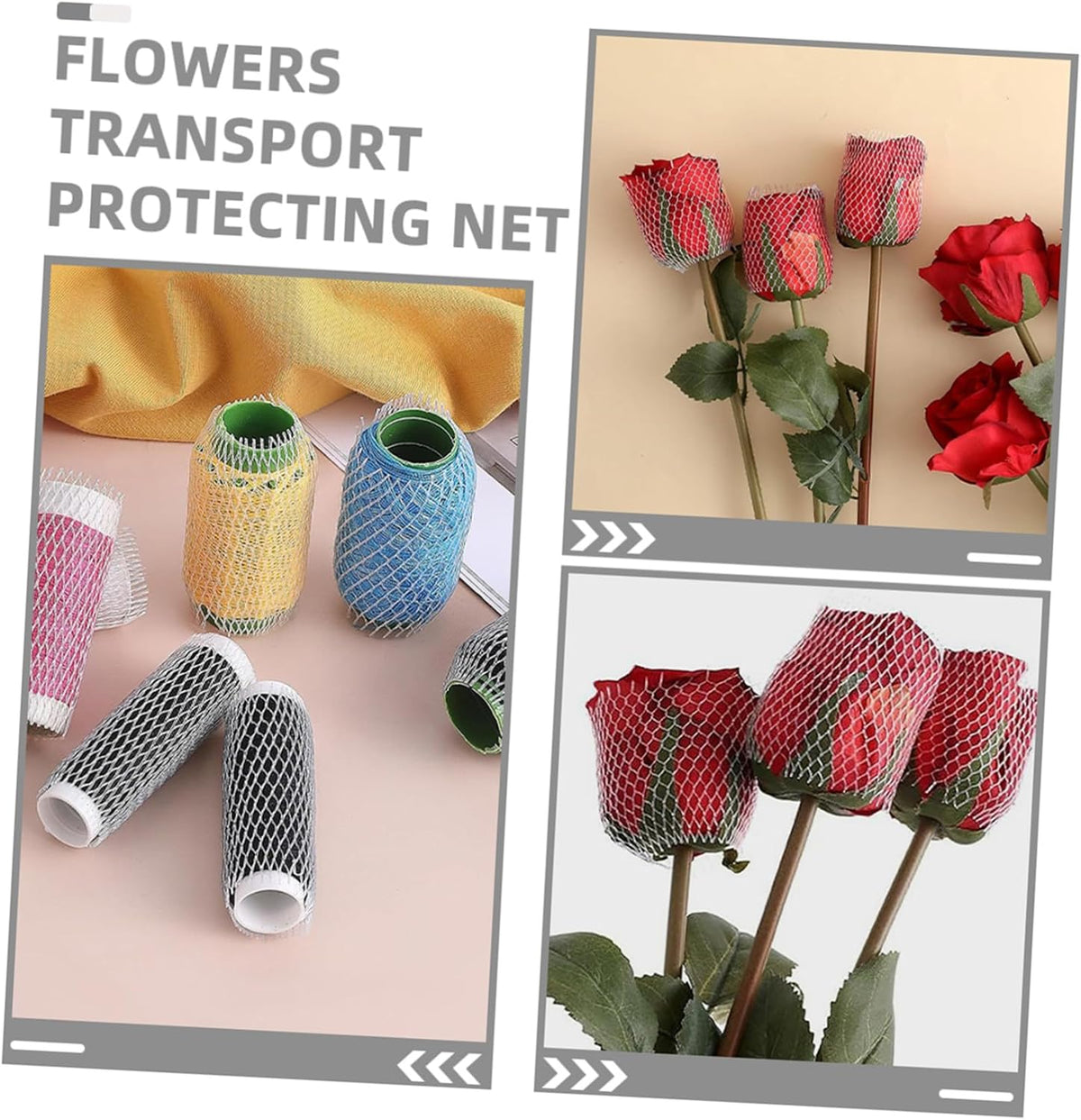 Uonlytech 200pcs Rose Bud Protective Net Covers and Makeup Brush Protector Mesh Sleeves, 12cm Milky White Floral Packing Wraps for Florists and Bouquet Transport
