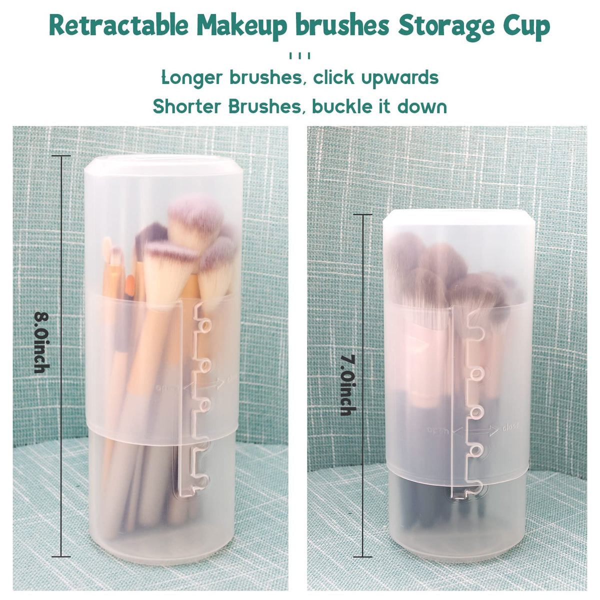 OCHEAL 2 Pack Transparent Plastic Makeup Brush Holders, Dual Use, Lightweight, Spacious