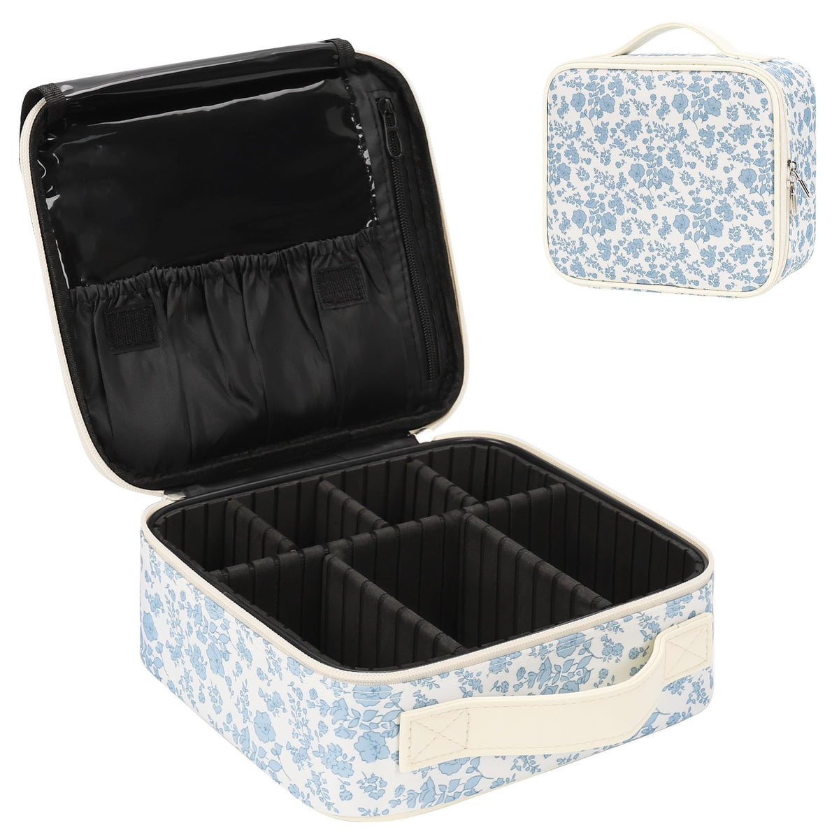Relavel Makeup Bag Travel Train Case Cosmetic Organizer with Divider, Black