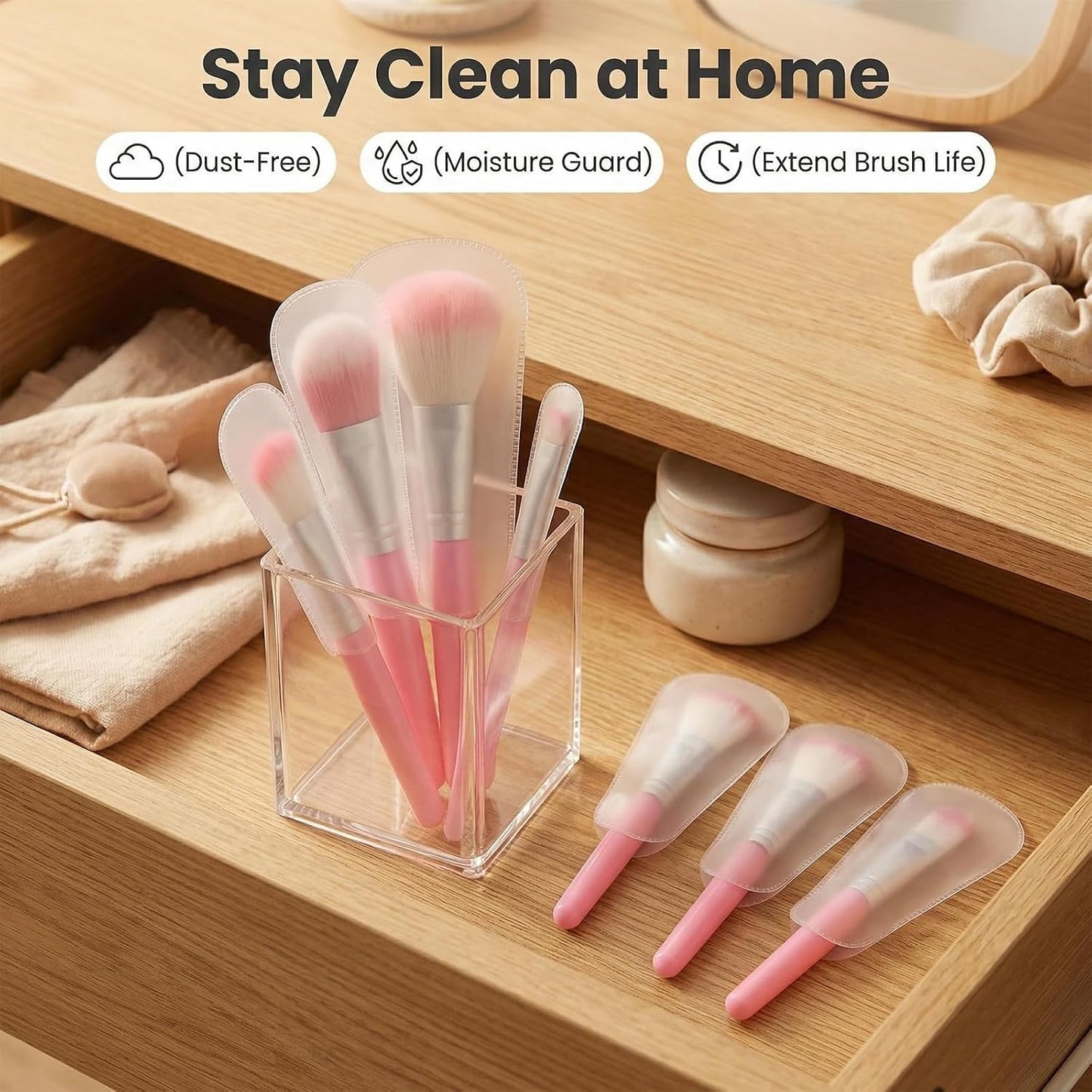 20 Pcs Cosmetic Brush Protectors, Make Up Brushes Covers for Safe Storage and Travel, Portable Multiple Sizes Cosmetic Brushes Guards Caps, Lightweight and Durable Plastic Dustproof Brush Guards