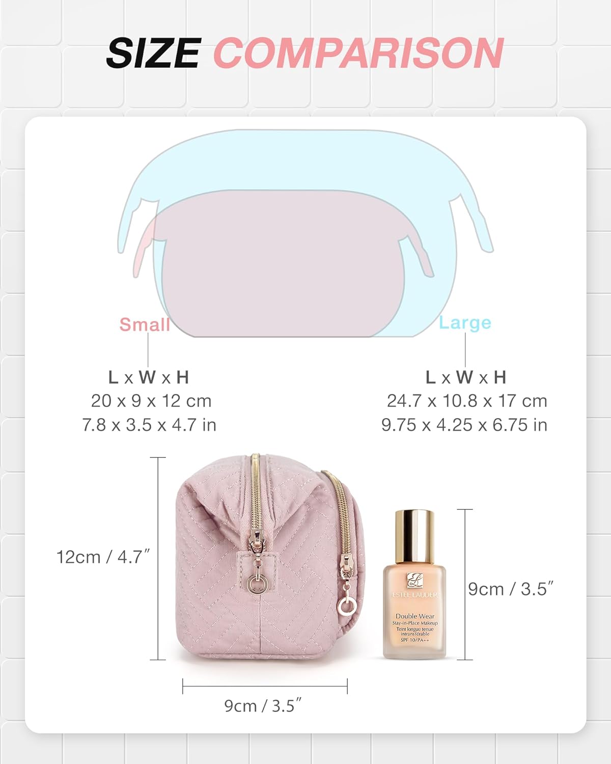 BAGSMART Travel Makeup Bag, Cosmetic Bag Small Make Up Organizer Case,Wide-open Pouch for Women Purse for Toiletries Accessories Brushes Pink