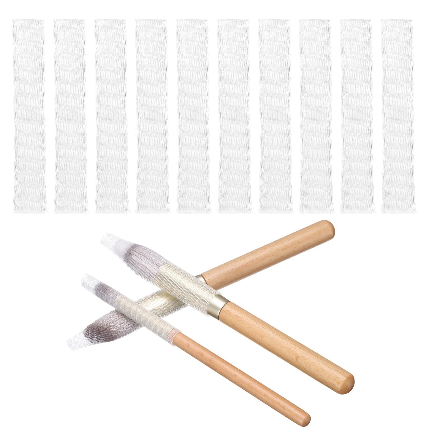 uxcell 100Pcs Makeup Brush Protector, 9cm Plastic Reusable Expandable Mesh Cover for Cosmetic Brush Storage Bud of Rose, Clear