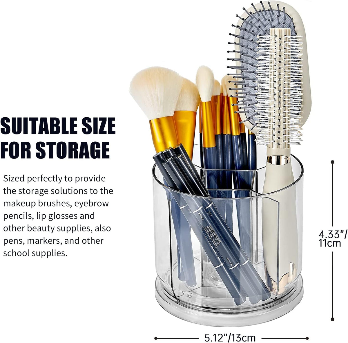 Makeup Brush Holder Organizer, Rotating Makeup Organizer for Vanity