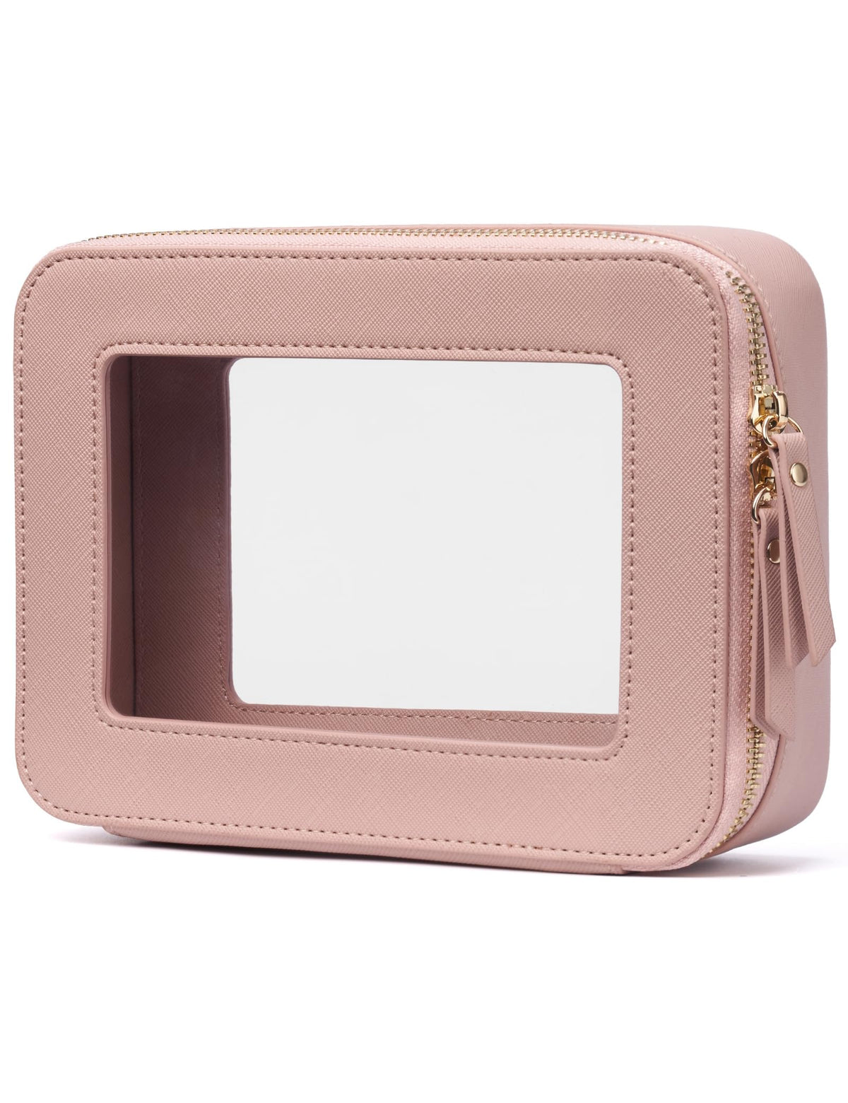 Popvibe Clear Makeup Bag Travel Cosmetic Case Transparent Toiletry Bag with Zipper, Portable Make Up Organizer Traveling Compact Car Bag for Essentials, Hotpink, Large