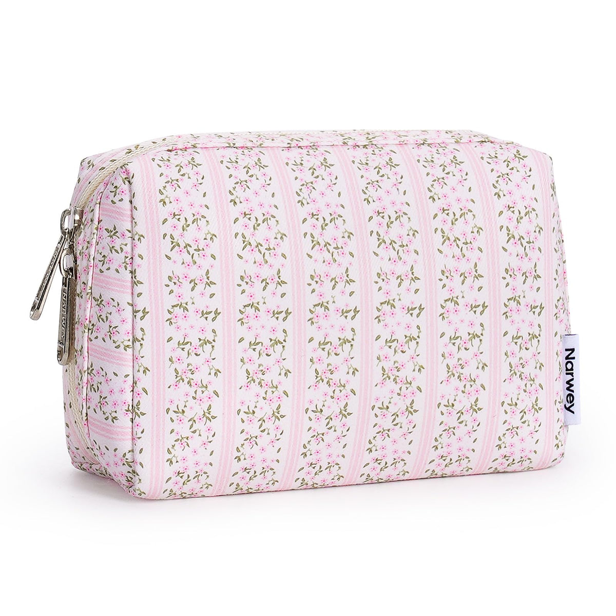 Narwey Checkered Makeup Bag Travel Cosmetic Bag Organizer Toiletry Bag Make Up Bags with Compartments for Women Girls (Large, Light Checkerboard)