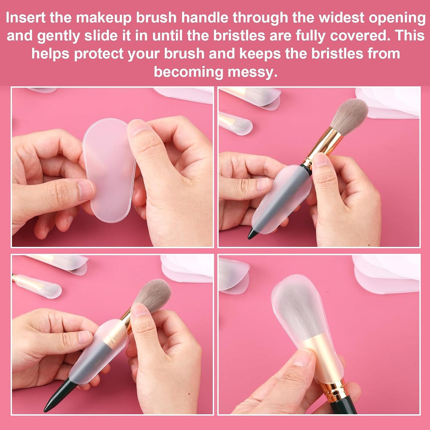 20pcs Makeup Brush Covers, 5 Sizes Clear Make up Brush Protective Protector Sleeves Dustproof Waterproof Cosmetic Brushes Guards Caps for Travel & Daily Storage Organizer