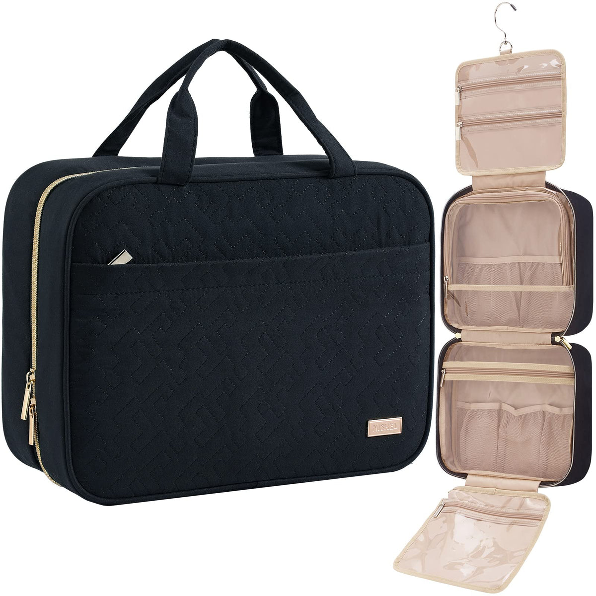 NISHEL Travel Toiletry Bag for women, Portable Hanging makeup Organizer