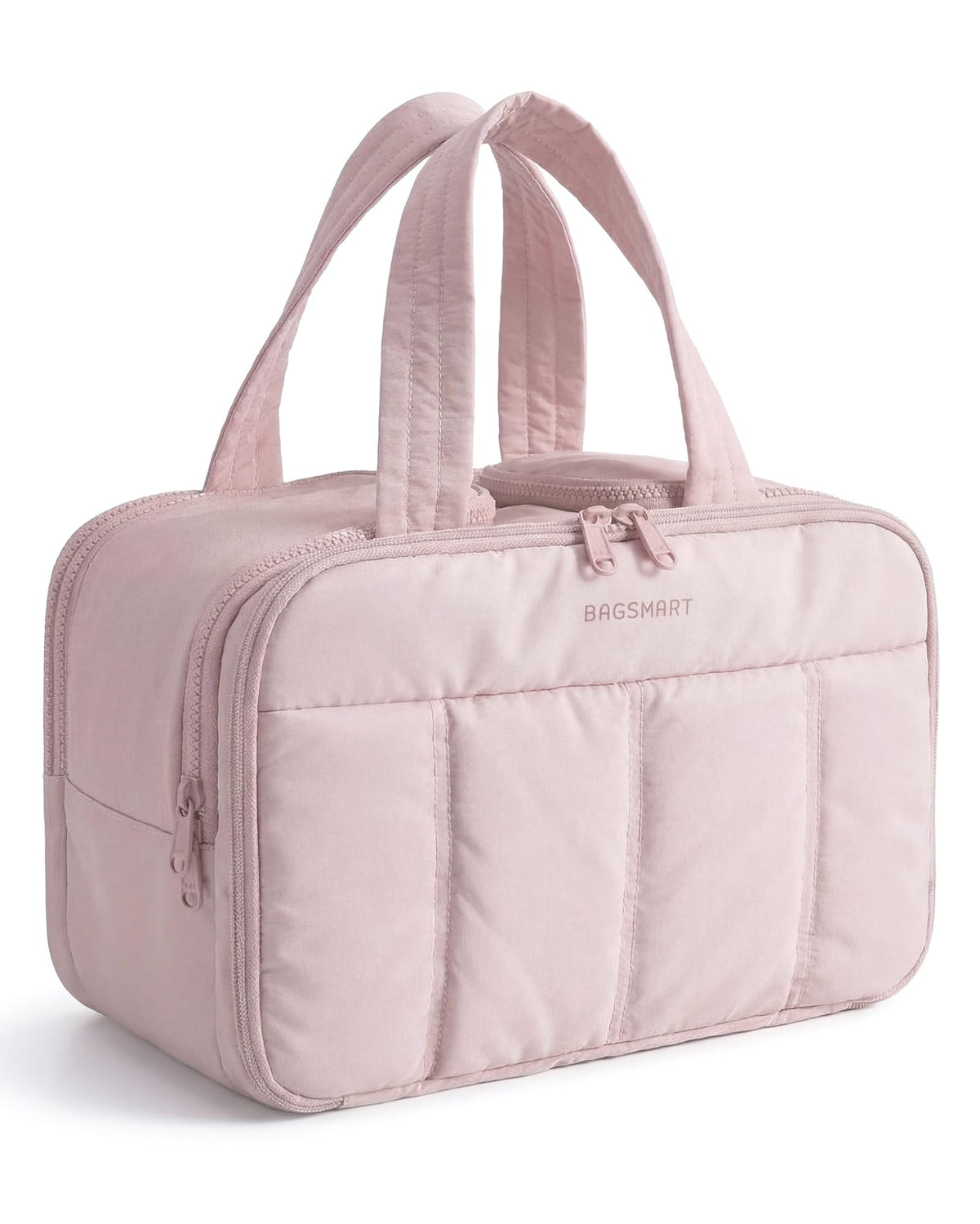 BAGSMART Travel Toiletry Bag, Puffy Large Toiletry Bag for Women, Lightweight Cosmetic Makeup Bag Organizer with Handle for Traveling, Accessories, Essentials, Toiletries (Black)