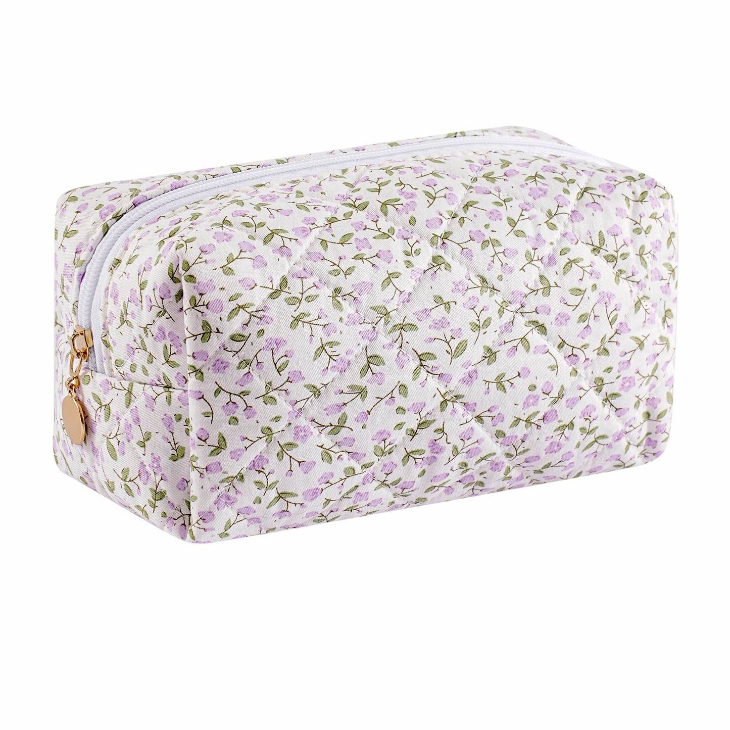Makeup Bag Travel Cosmetic Bag for Women Girls, Zipper Make Up Pouch, Floral Flowers Toiletry Organizer Makeup, Portable Storage Cosmetic Travel Cloth Bag (Pink)