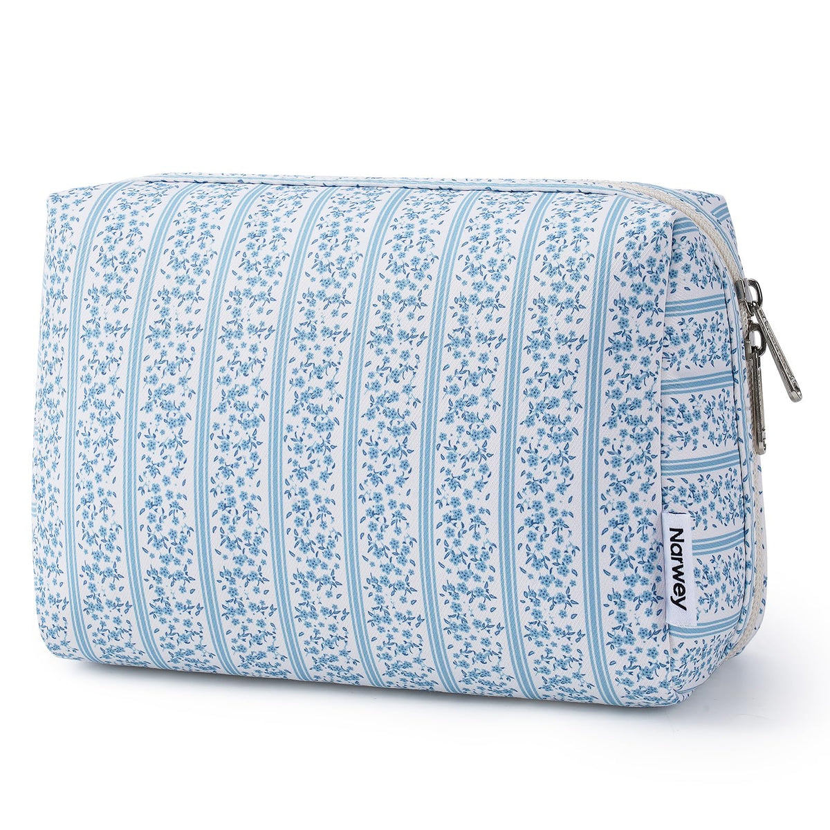 Narwey Checkered Makeup Bag Travel Cosmetic Bag Organizer Toiletry Bag Make Up Bags with Compartments for Women Girls (Large, Light Checkerboard)