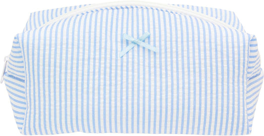 PAZIMIIK Cozy Makeup Bag for Women,Zipper Cosmetic Pouch,Stripe Blue