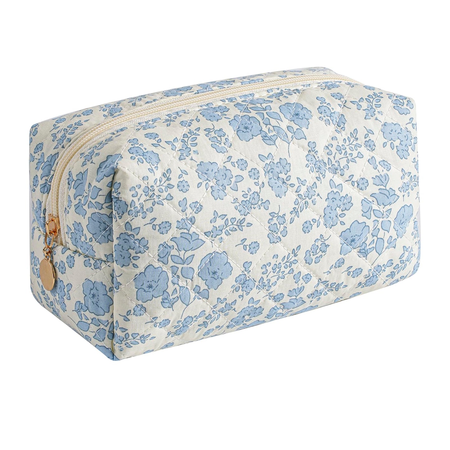 Makeup Bag Travel Cosmetic Bag for Women Girls, Zipper Make Up Pouch, Floral Flowers Toiletry Organizer Makeup, Portable Storage Cosmetic Travel Cloth Bag (Pink)