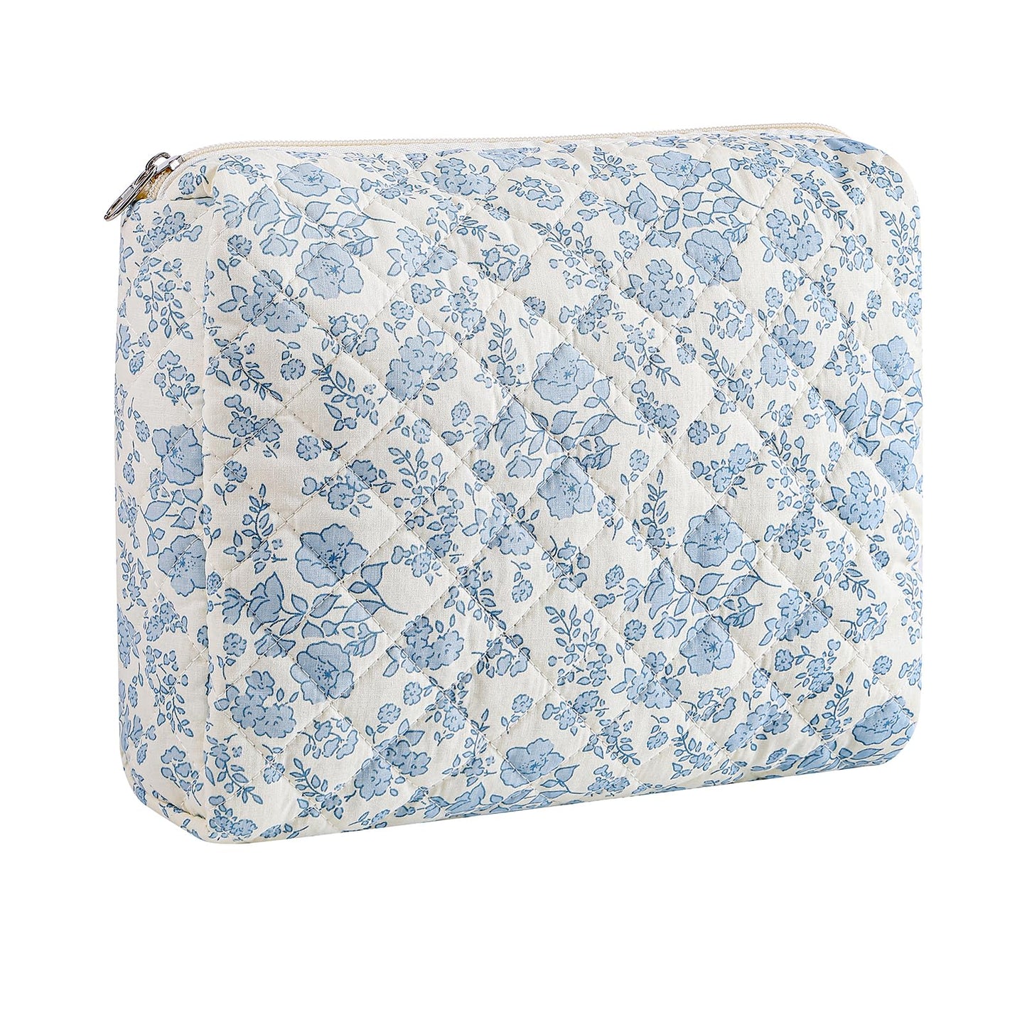 Makeup Bag Travel Cosmetic Bag for Women Girls, Zipper Make Up Pouch, Floral Flowers Toiletry Organizer Makeup, Portable Storage Cosmetic Travel Cloth Bag (Pink)