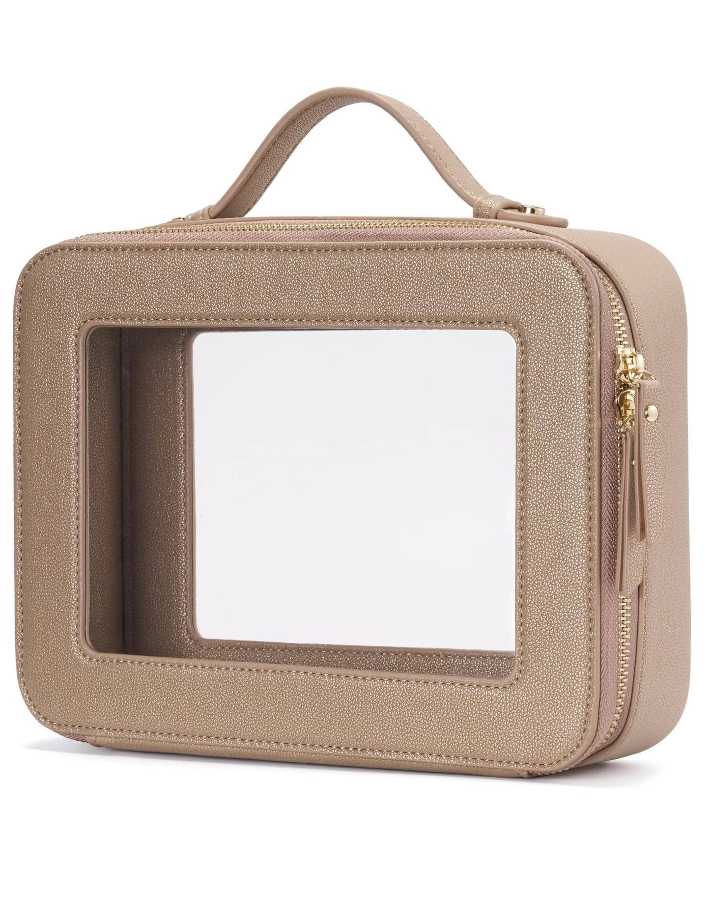 Popvibe Clear Makeup Bag Travel Cosmetic Case Transparent Toiletry Bag with Zipper, Portable Make Up Organizer Traveling Compact Car Bag for Essentials, Hotpink, Large