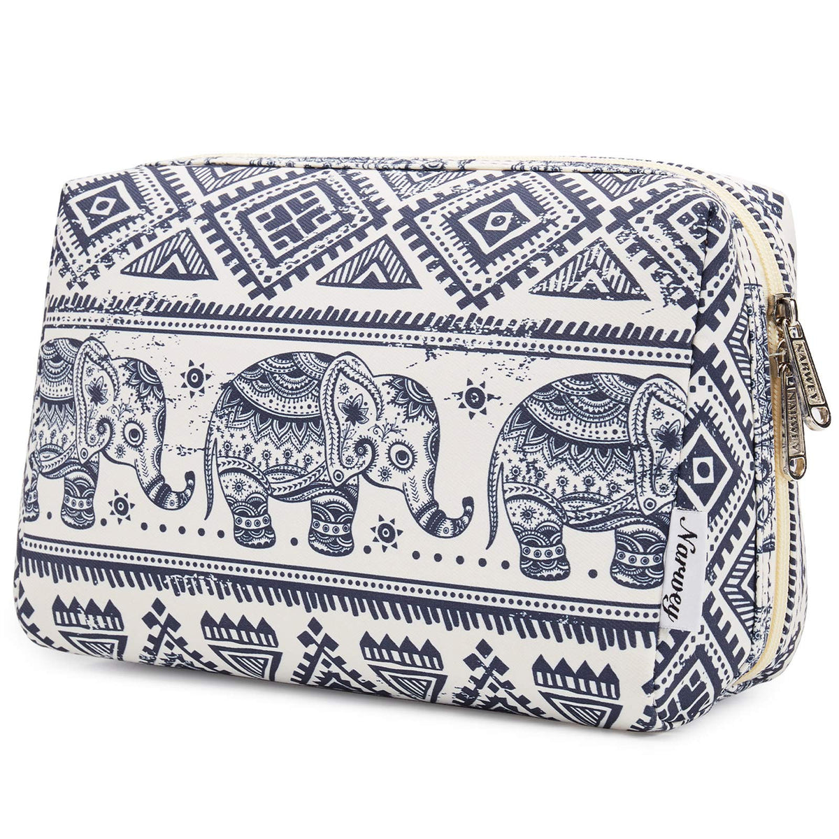 Narwey Checkered Makeup Bag Travel Cosmetic Bag Organizer Toiletry Bag Make Up Bags with Compartments for Women Girls (Large, Light Checkerboard)