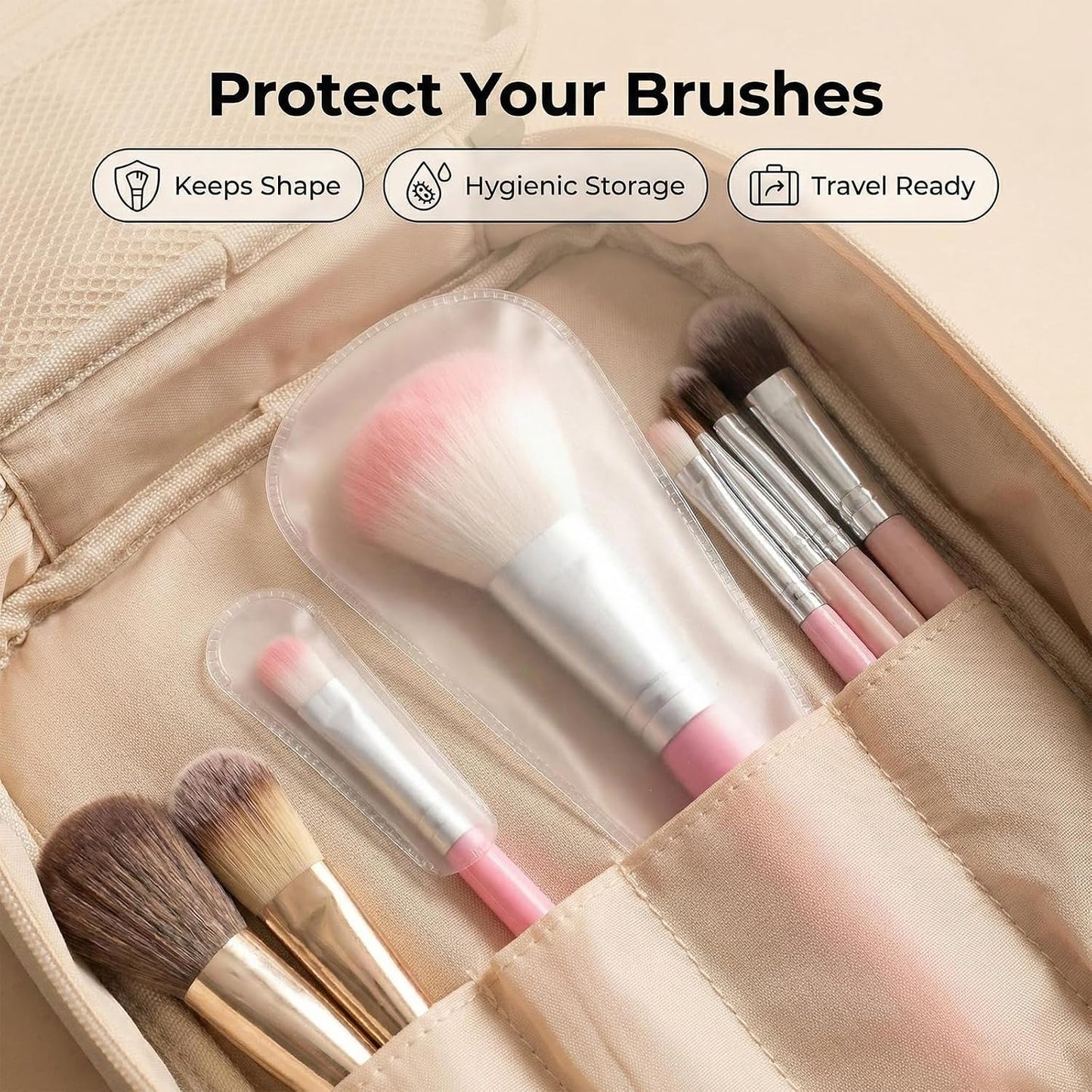 20 Pcs Cosmetic Brush Protectors, Make Up Brushes Covers for Safe Storage and Travel, Portable Multiple Sizes Cosmetic Brushes Guards Caps, Lightweight and Durable Plastic Dustproof Brush Guards