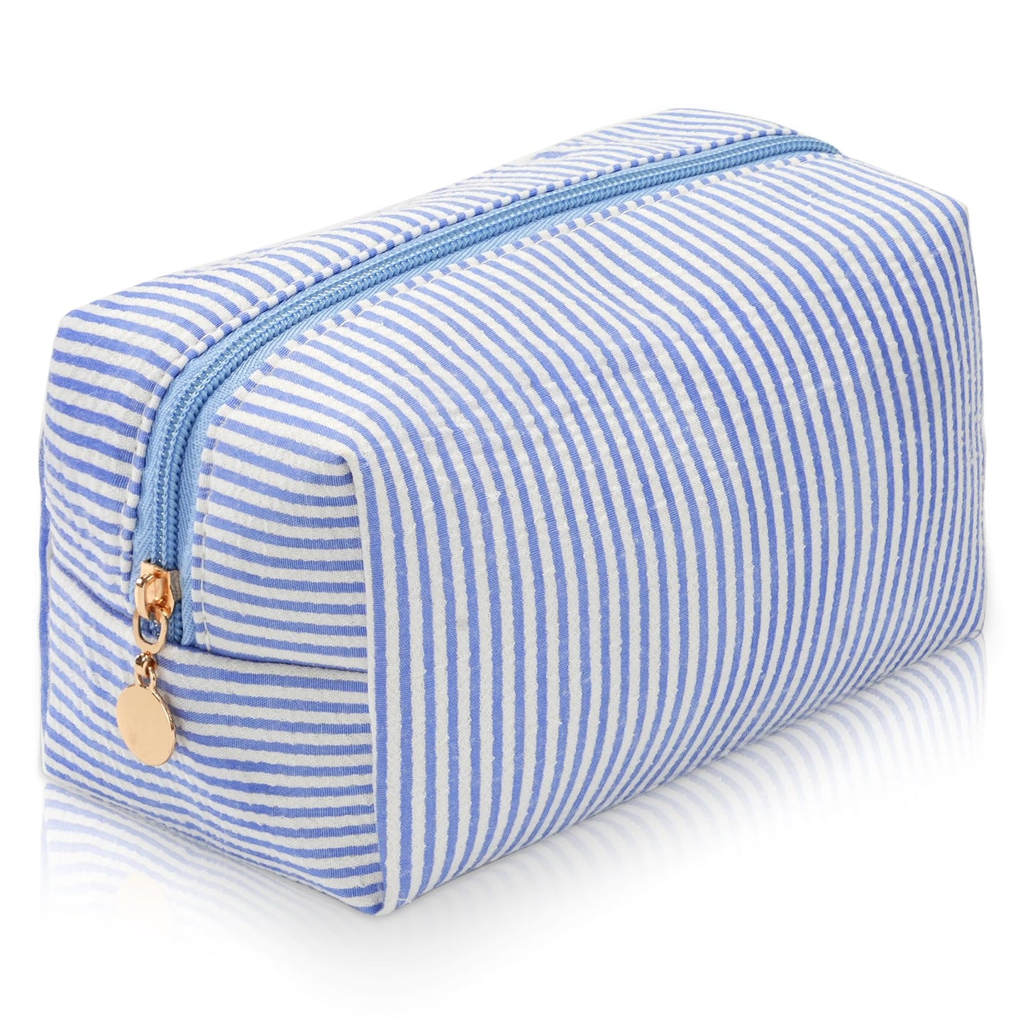 Makeup Bag Travel Toiletry Bag for Women, Small Cosmetic Bags Cute Quilted Cotton Makeup Pouch for Purse Emergency Bag Pencil Case Accessory Bag, Pastel Pink