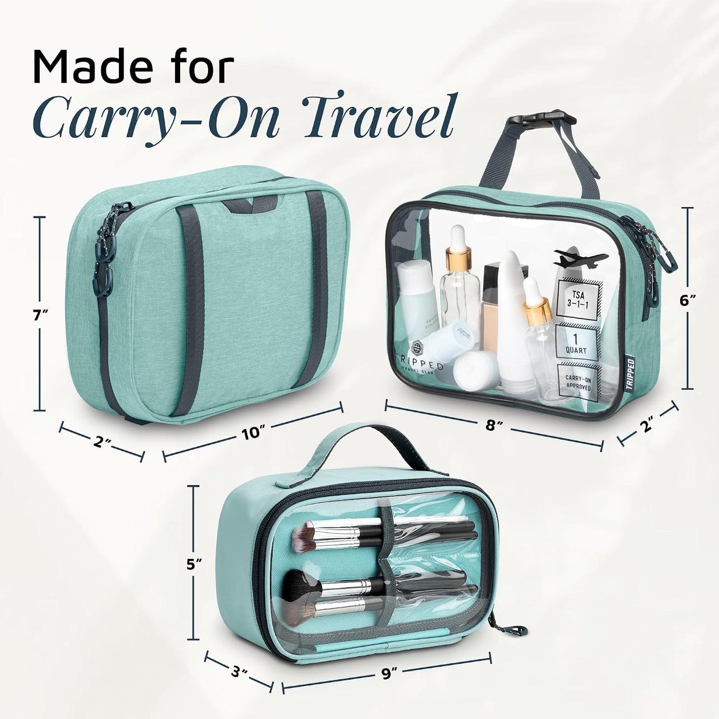 TRIPPED Travel Gear 3-Piece Travel Toiletry Bag Set