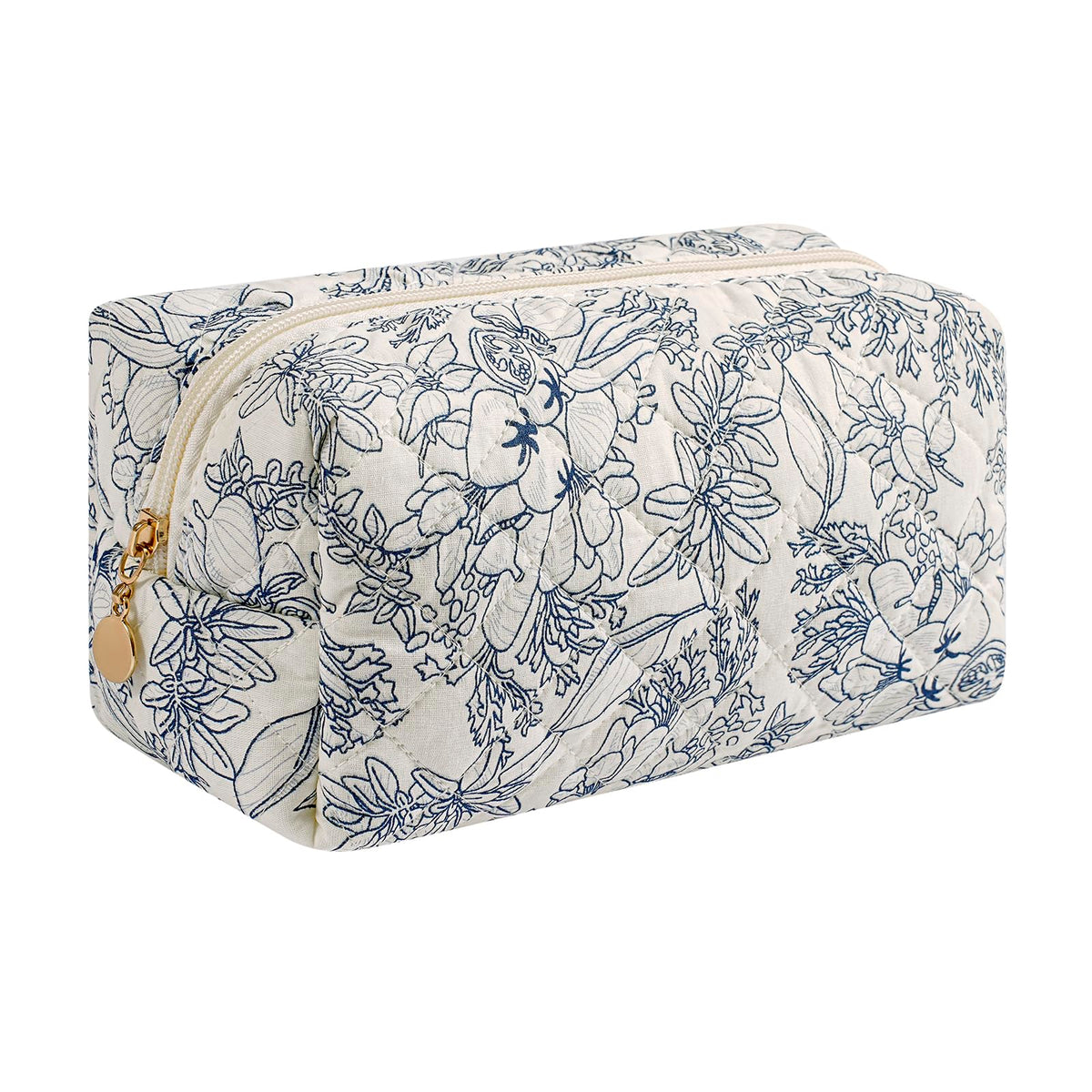 Makeup Bag Travel Cosmetic Bag for Women Girls, Zipper Make Up Pouch, Floral Flowers Toiletry Organizer Makeup, Portable Storage Cosmetic Travel Cloth Bag (Pink)