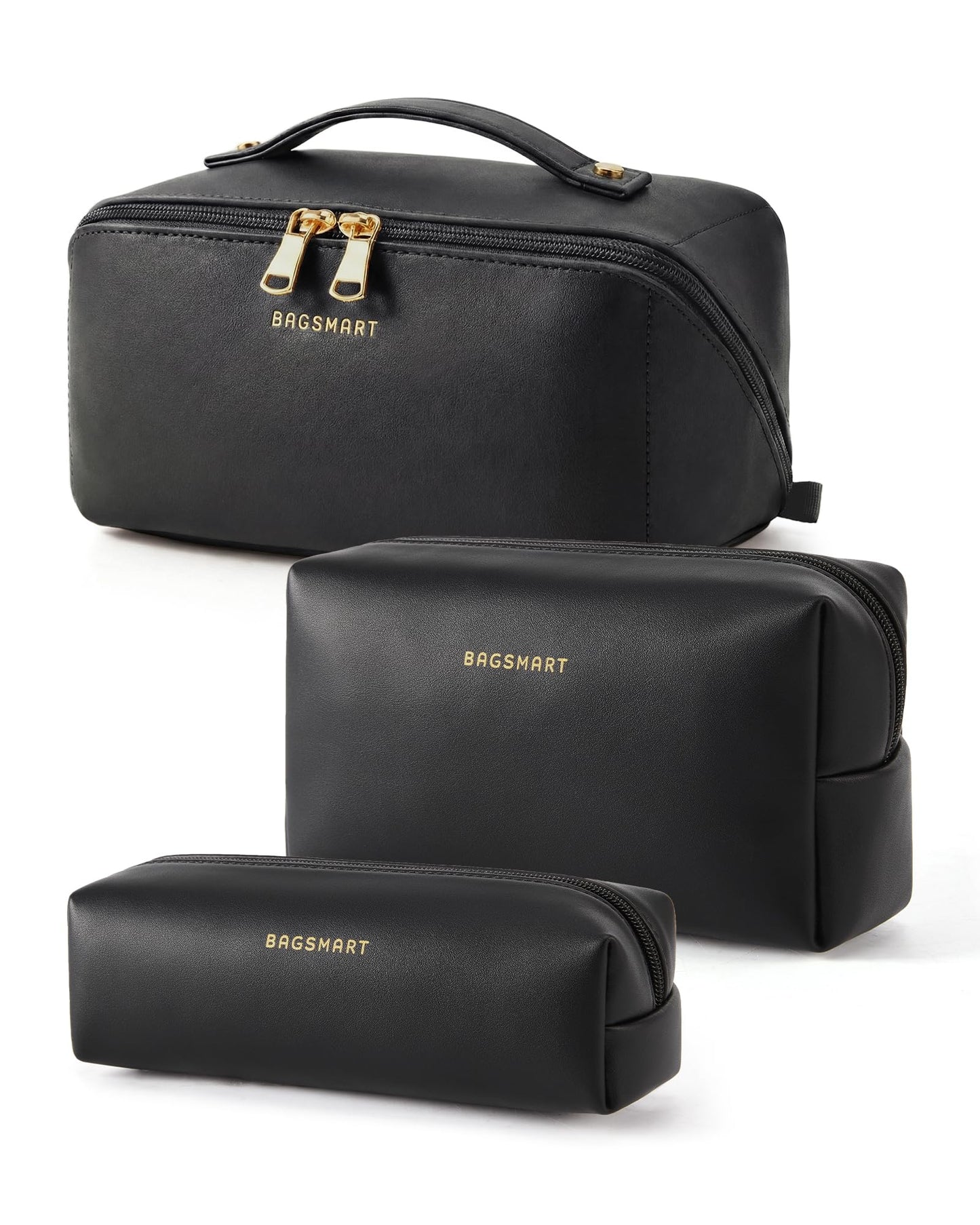 BAGSMART Makeup Bag Travel Cosmetic Bag,Women Toiletry Case, Classic Brown