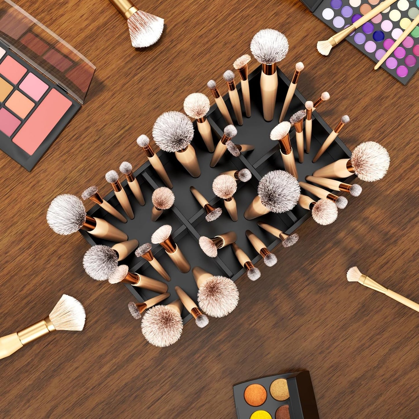HIIMIEI Black Makeup Brush Holder Organizer