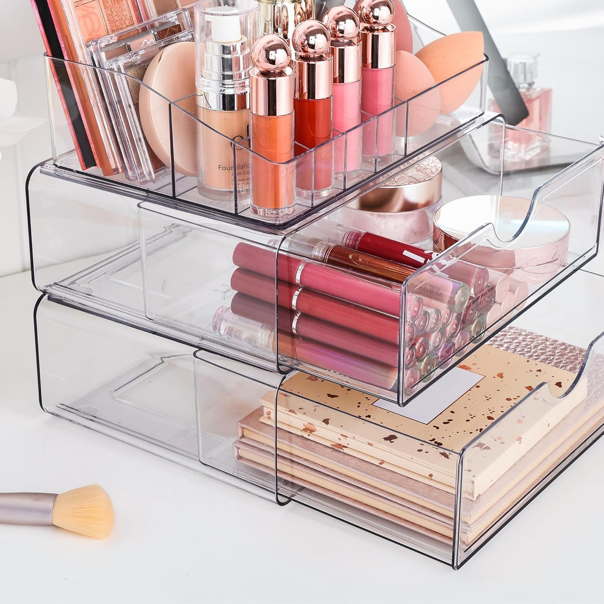 Vtopmart 3 Tier Clear Makeup Organizer with 2 Drawers