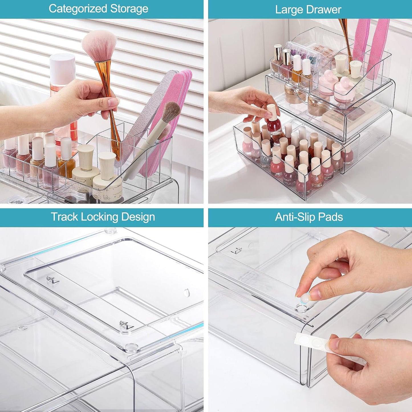Vtopmart 3 Tier Clear Makeup Organizer with 2 Drawers