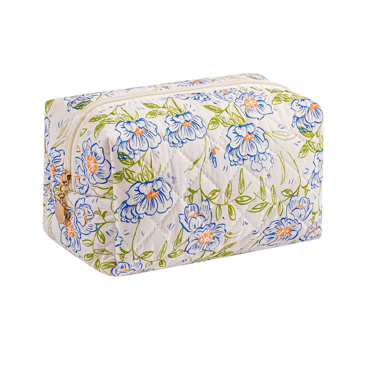 Makeup Bag Travel Cosmetic Bag for Women Girls, Zipper Make Up Pouch, Floral Flowers Toiletry Organizer Makeup, Portable Storage Cosmetic Travel Cloth Bag (Pink)