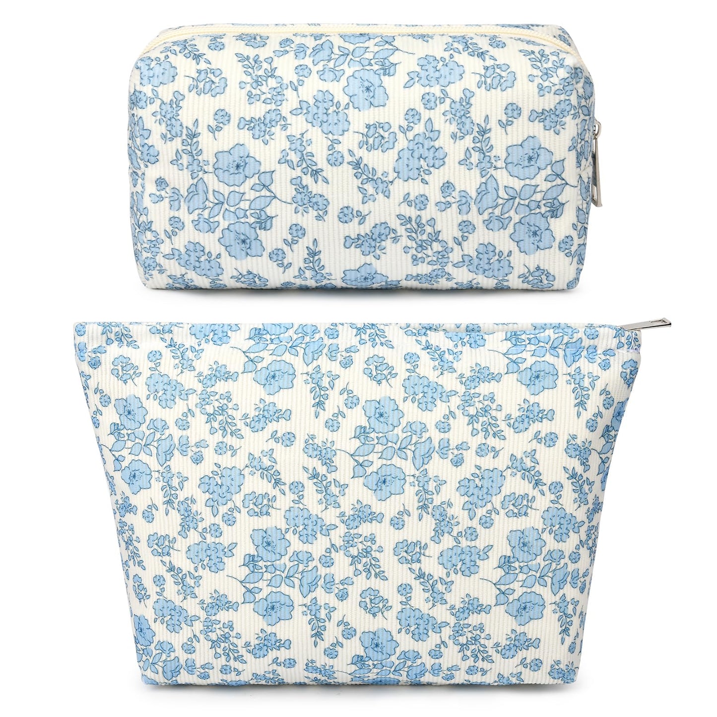 SOIDRAM 2 Pieces Makeup Bag Large Checkered Cosmetic Bag Capacity Canvas Mix Travel Toiletry Bag Organizer Cute Makeup Brushes Aesthetic Accessories Storage Bag for Women, Checkered Mix Rose Red