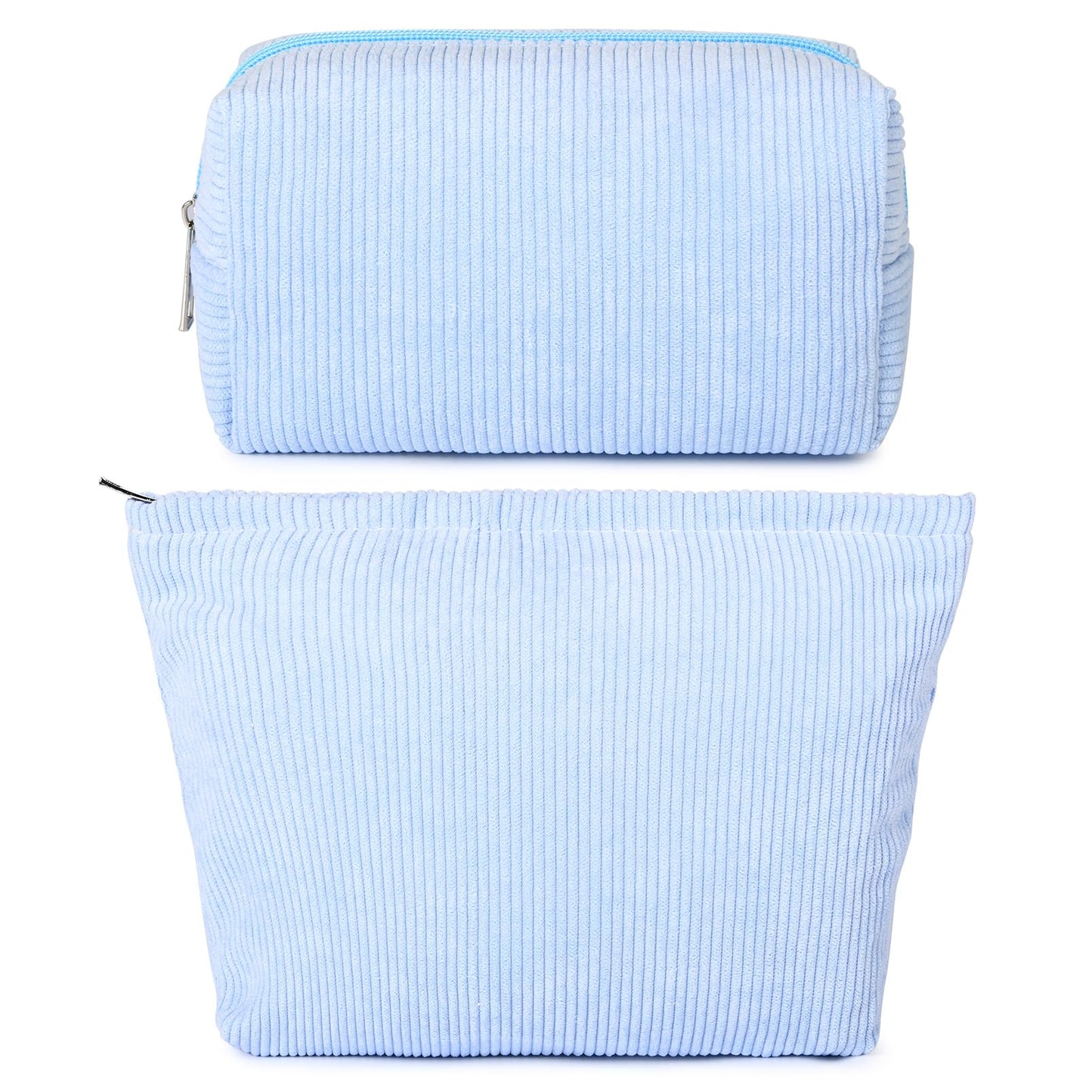 SOIDRAM 2 Pieces Makeup Bag Large Checkered Cosmetic Bag Capacity Canvas Mix Travel Toiletry Bag Organizer Cute Makeup Brushes Aesthetic Accessories Storage Bag for Women, Checkered Mix Rose Red