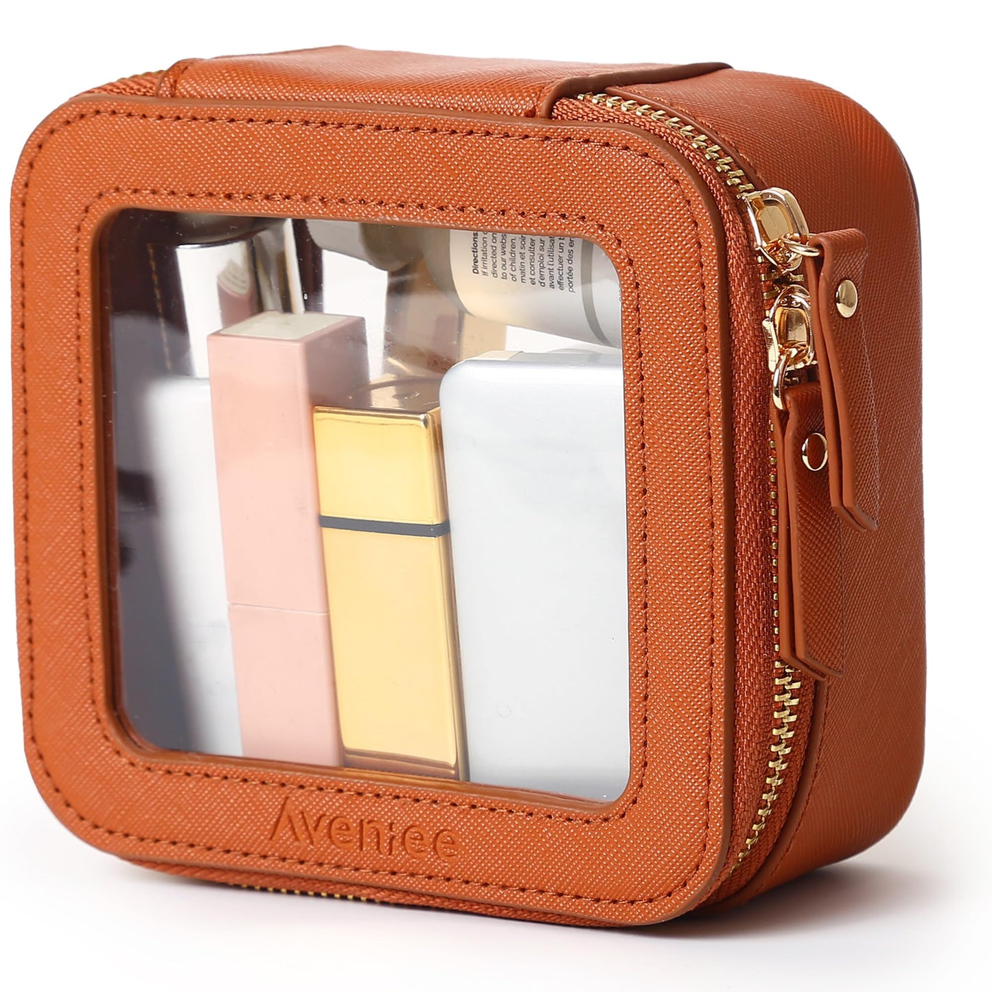 Aveniee Clear Makeup Bag Organizer, Travel Toiletry Bag Cosmetic Case for Women, Make Up Skincare Pouch Car Organizer Bag with Zippers for Essentials,White,Medium Classic