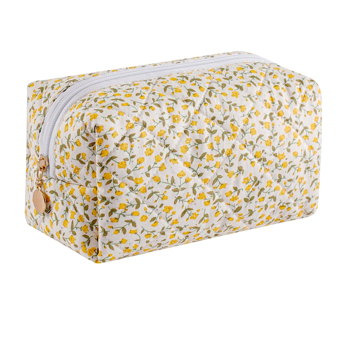 Makeup Bag Travel Cosmetic Bag for Women Girls, Zipper Make Up Pouch, Floral Flowers Toiletry Organizer Makeup, Portable Storage Cosmetic Travel Cloth Bag (Pink)