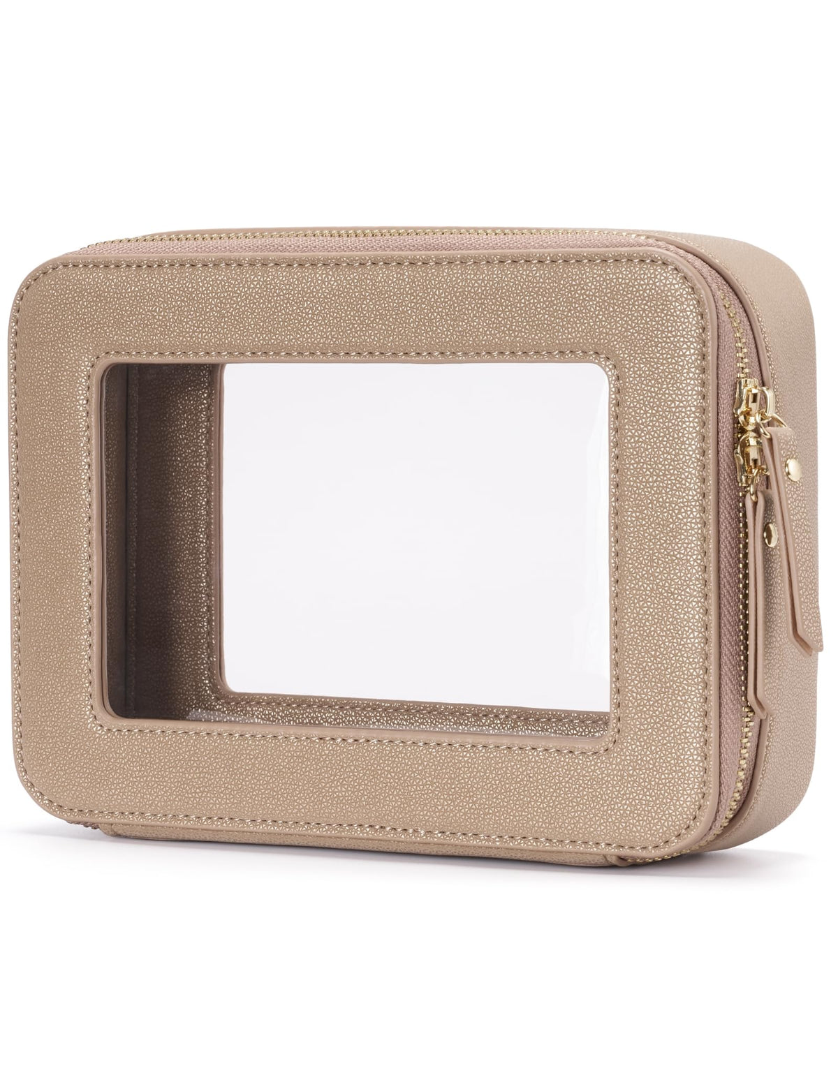 Popvibe Clear Makeup Bag Travel Cosmetic Case Transparent Toiletry Bag with Zipper, Portable Make Up Organizer Traveling Compact Car Bag for Essentials, Hotpink, Large