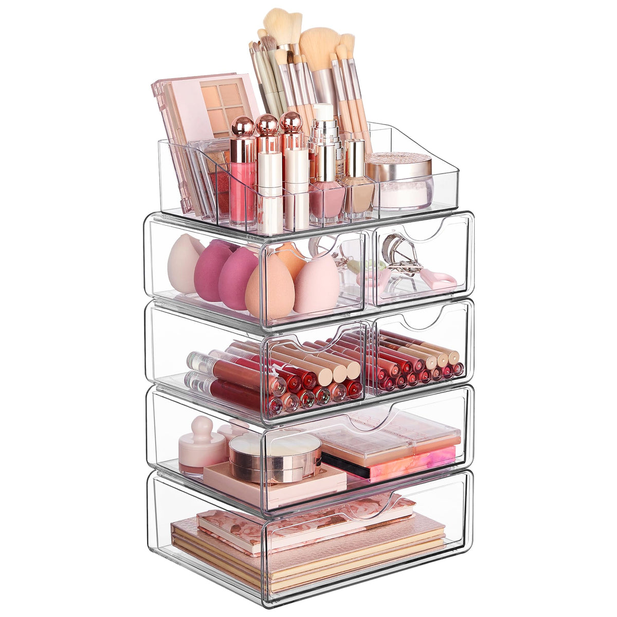 Vtopmart 3 Tier Clear Makeup Organizer with 2 Drawers